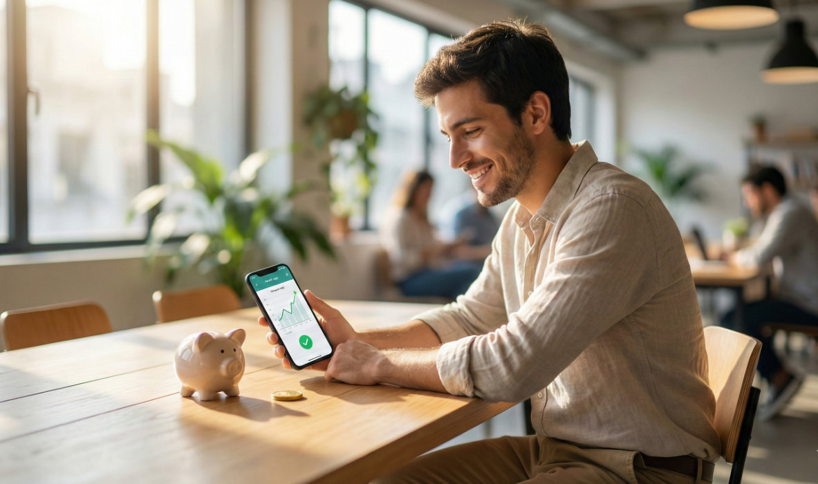 Jóvenes eligiendo prepaga económica y digital